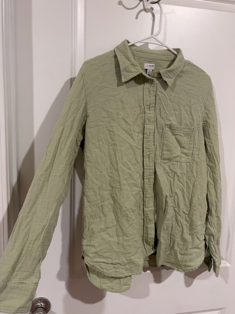 J.Crew Green Gauze Button Down Shirt Size Large Lightweight Casual